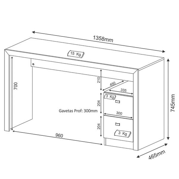 Imagem de Mesa Para Computador Escrivaninha 2 Gavetas ME4130 Rústico - Tecno Mobili