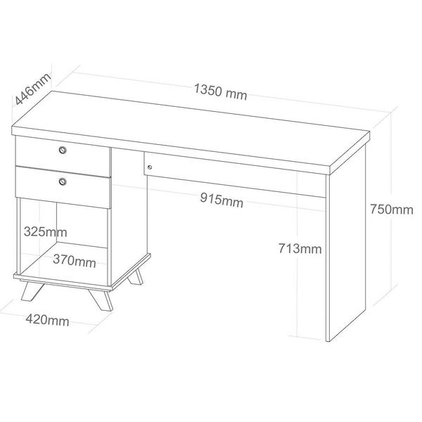 Imagem de Mesa Para Computador Escrivaninha 2 Gavetas Sky Branco - Artany