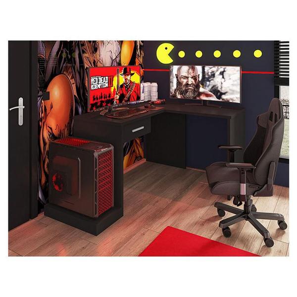 Imagem de Mesa para Computador Gamer Ambiente DRX 9000 com Extensora Preto Trama - Móveis Leão