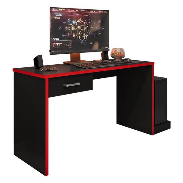 Imagem de Mesa para Computador Gamer Ambiente DRX 9000 Preto Trama Vermelho - Móveis Leão