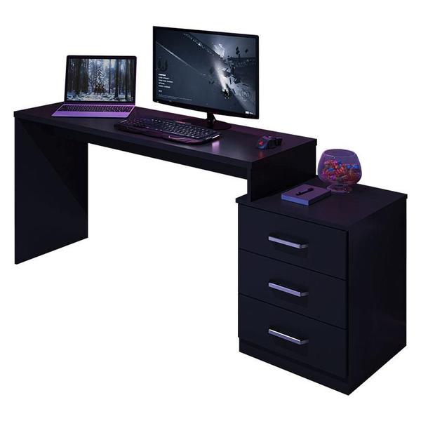 Imagem de Mesa para Computador Gamer DRX 5000 e Livreiro Office Preto Trama - Móveis Leão