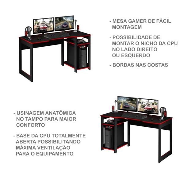 Imagem de Mesa Para Computador Gamer ME4152 Preto Vermelho Tecno Mobili