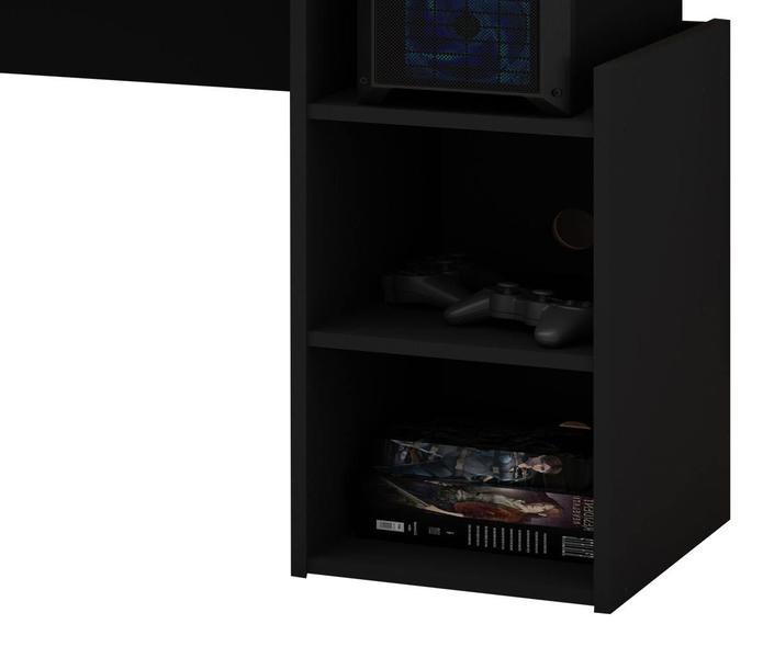 Imagem de Mesa para Computador Gamer Preto com Azul - Gelius Móveis