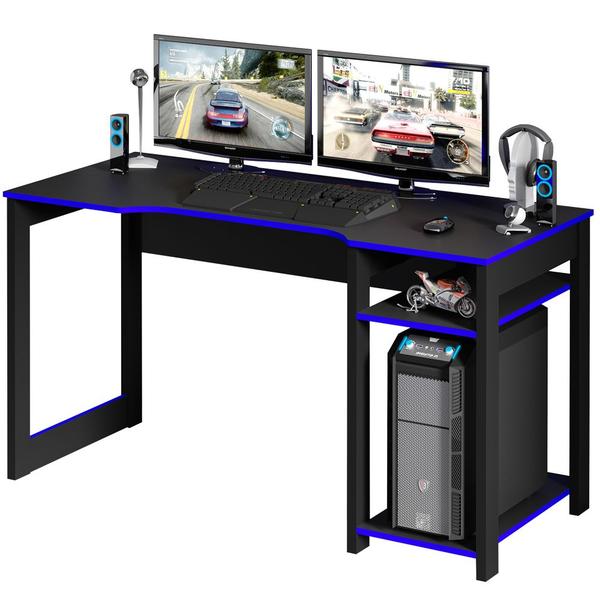 Imagem de Mesa Para Computador Gamer Preto e Azul Tecno Mobili