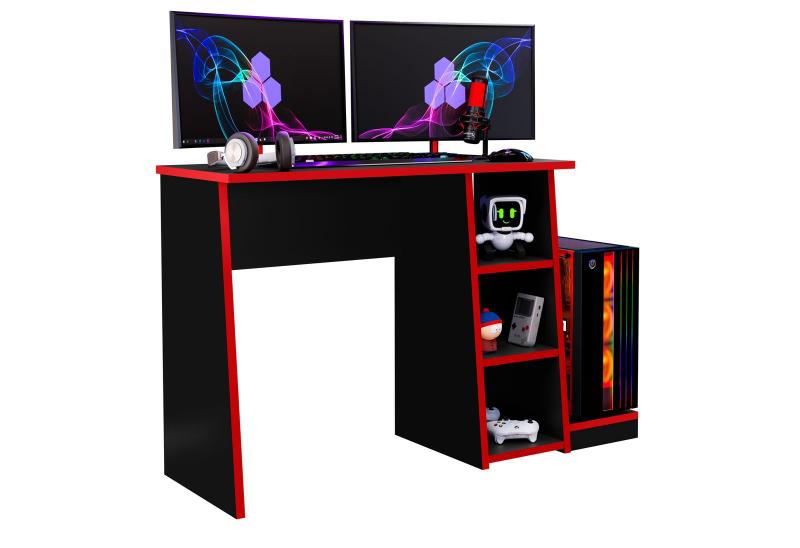 Imagem de Mesa para Computador Gamer RACER - Preto/Vermelho - lojas LM