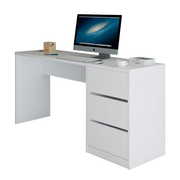 Imagem de Mesa para Computador Home Office 3 Gavetas Branco - Panorama Móveis