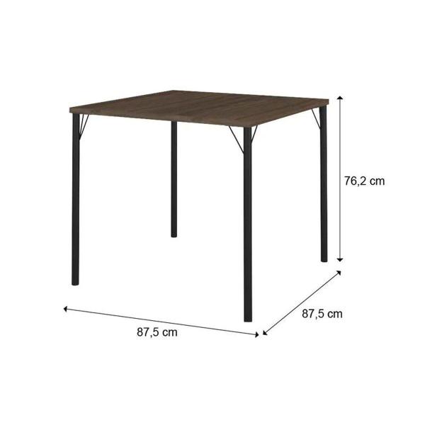 Imagem de Mesa para Cozinha 1545 + Tampo Madeirado 87x87cm Preto/Legno - Carraro