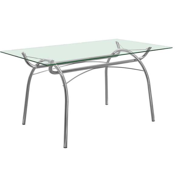 Imagem de Mesa para Cozinha 379 + Tampo de Vidro 160x90cm Cromado/Incolor - Carraro