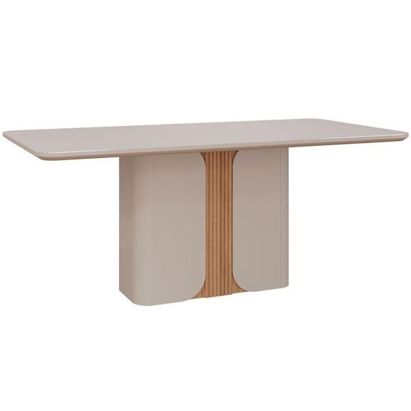 Imagem de Mesa para Cozinha Charlotte + Tampo Madeirado Vidro 180x90 cm Off White/Nature - Cimol