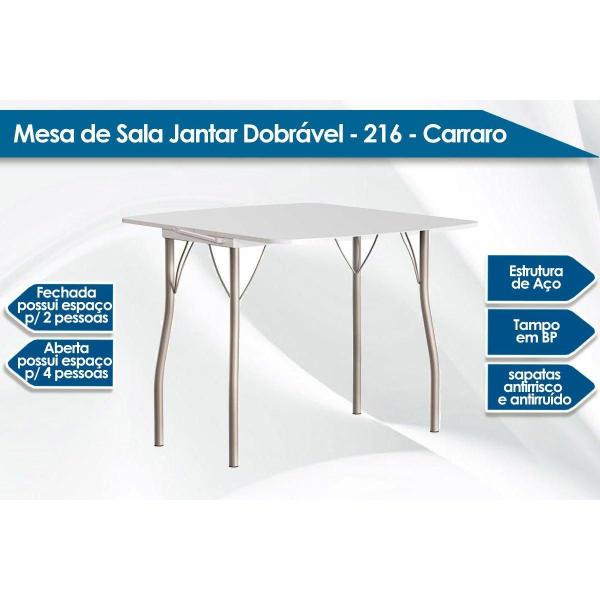 Imagem de Mesa para Cozinha Dobrável - 216 Prata/material sintético Branco - Carraro