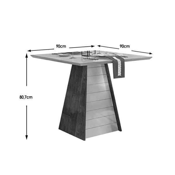 Imagem de Mesa para Cozinha Fler + Tampo Madeirado Vidro 90x90cm Freijó/Off White - DJ Móveis