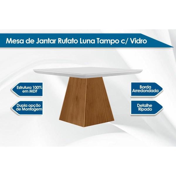 Imagem de Mesa para Cozinha Luna + Tampo Madeirado Reto 90x90cm Imbuia - Rufato