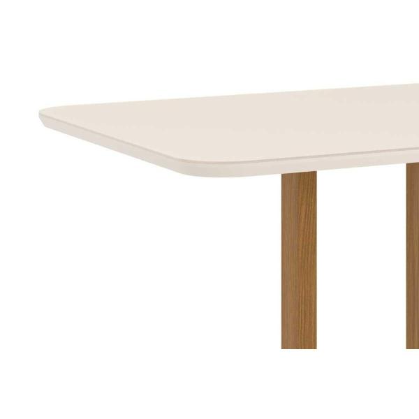 Imagem de Mesa para Cozinha Natalí SC71 + Tampo Madeirado Vidro Curvo 160x90cm Nature/Off White - Henn