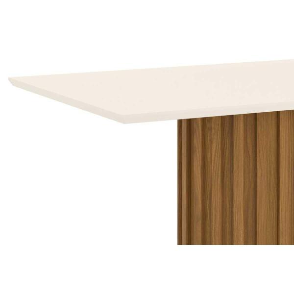 Imagem de Mesa para Cozinha Solana SC69 + Tampo Madeirado Reto 160x90cm Nature/Off White - Henn