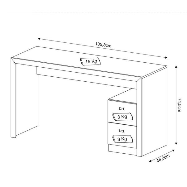 Imagem de Mesa para Escritório 2 GAVETAS CARVALHO ME4130 - TECNO MOBILI