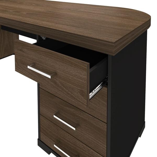 Imagem de Mesa para Escritório 4 Gavetas Lado Direito 180cm Tamburato Executiva A06 Marrom/Preto - Mpozenato