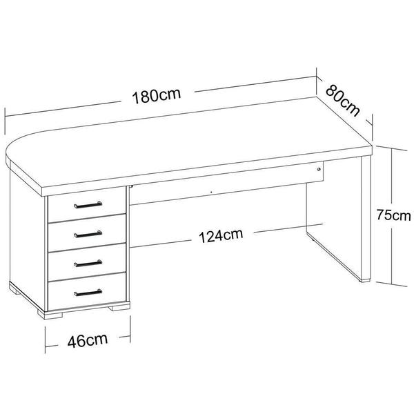 Imagem de Mesa Para Escritório 4 Gavetas Lado Esquerdo 180cm Marrom