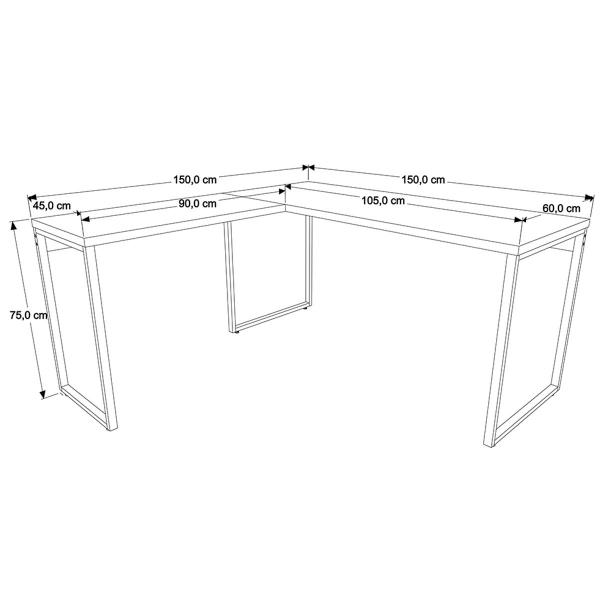 Imagem de Mesa para Escritório Angular Kuadra Carvalho Dark - Compace