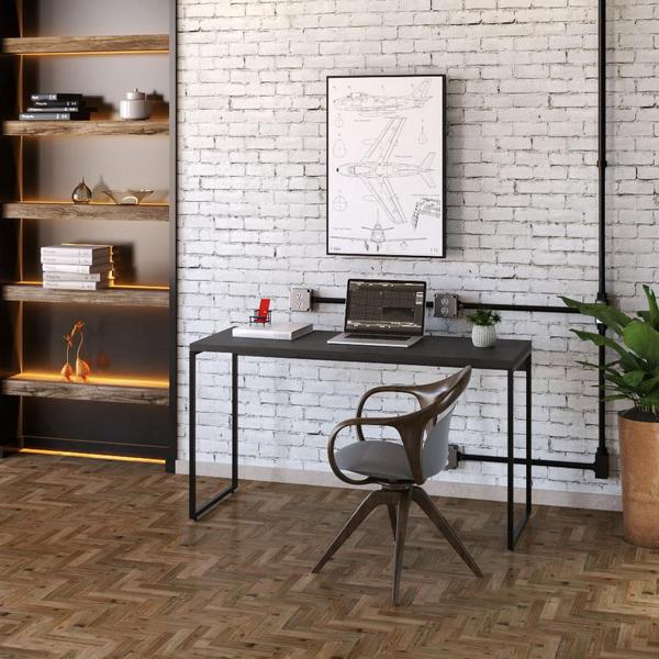 Imagem de Mesa Para Escritório e Home Office Industrial Aspen 135 cm C01 Onix - Lyam Decor