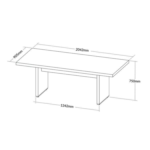 Imagem de Mesa para Escritório e Reunião 2 Metros Tamburato 5 Cm Nogal/Preto