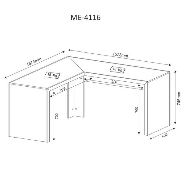 Imagem de Mesa para Escritório em L Angular ME4116 Tecno Mobili