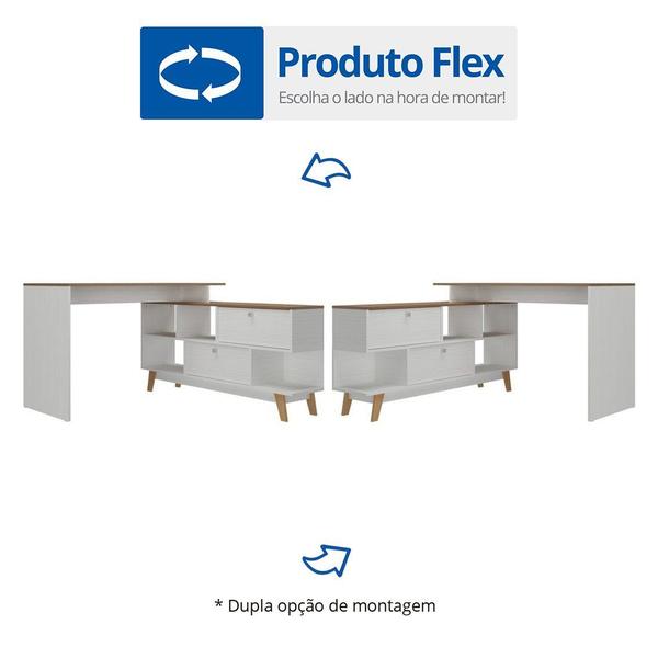 Imagem de Mesa para Escritório Escrivaninha em L Retrô 136x120cm