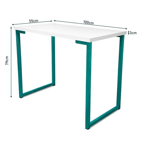 Imagem de Mesa para Escritório Escrivaninha Estilo Industrial Mdf 100cm Ny Verde e Branca