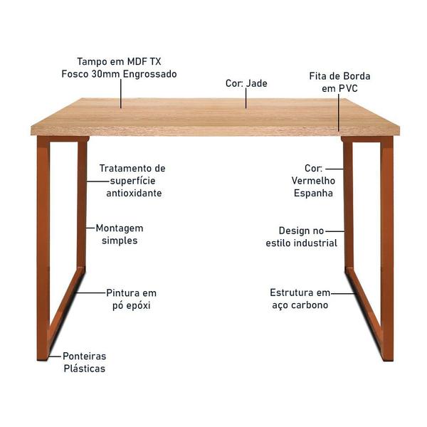 Imagem de Mesa para Escritório Escrivaninha Estilo Industrial Mdf 120cm Ny Cobre/Jade