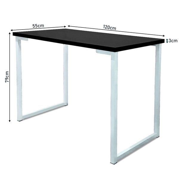 Imagem de Mesa para Escritório Escrivaninha Nova York Estilo Industrial Mdf 120cm Branco e Preto