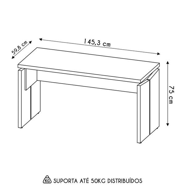 Imagem de Mesa Para Escritório Home Office 145cm Corp A06 Nogal/preto - Mpozenato