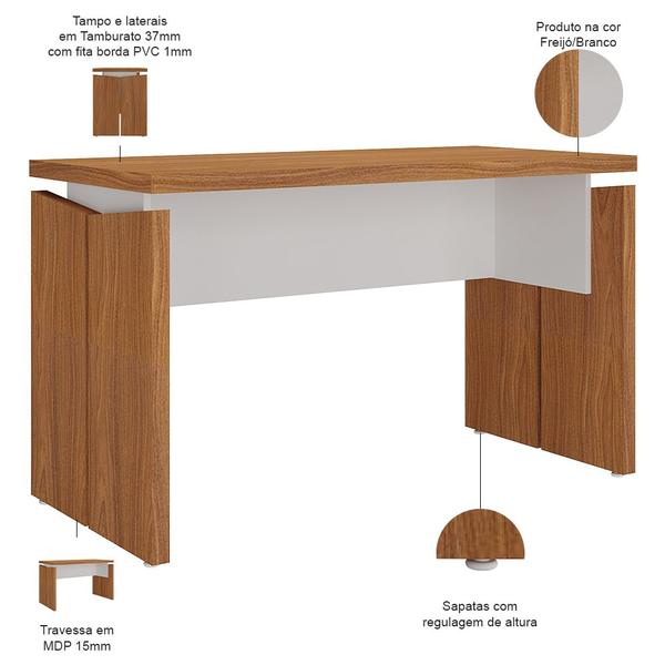 Imagem de Mesa Para Escritório Home Office 145cm Unik A02 Freijó Branco - Lyam Decor