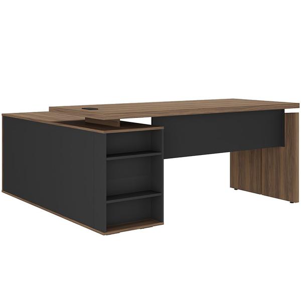 Imagem de Mesa Para Escritório Home Office em L 170X155cm Unik A02 Nogal Preto - Lyam Decor