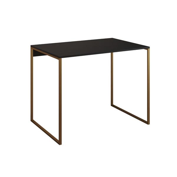 Imagem de Mesa para Escritório Industrial Base Ferro Dourado Tampo Mdp Preto 110x50