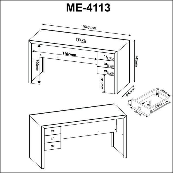 Imagem de Mesa para Escritório ME4113 Branco Tecnomobili