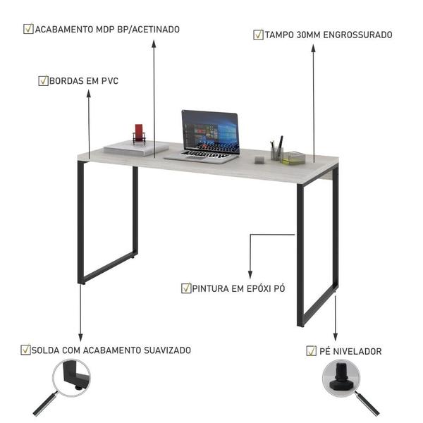 Imagem de Mesa para Escritório Office Estilo Industrial 1,35m Kuadra