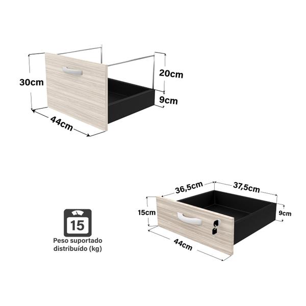 Imagem de Mesa Para Escritório Pedestal 3 Gav. 1700x700 Tpo 30mm NetMobil