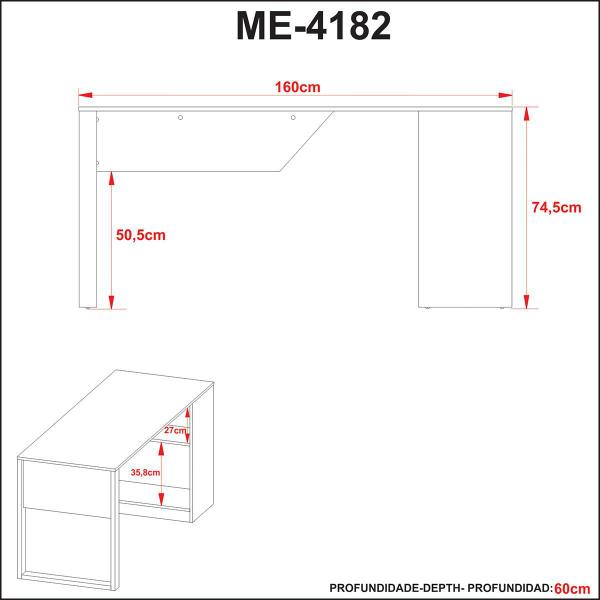 Imagem de Mesa Para Escritório Versátil 2 Com Prateleiras 160cm