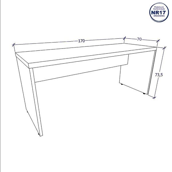 Imagem de Mesa para Estudos Reta Tampo 40mm 150cm Alto Padrão