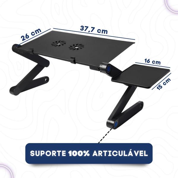 Imagem de Mesa Para Notebook Articulada Dobravel Com Cooler Sofa Cama