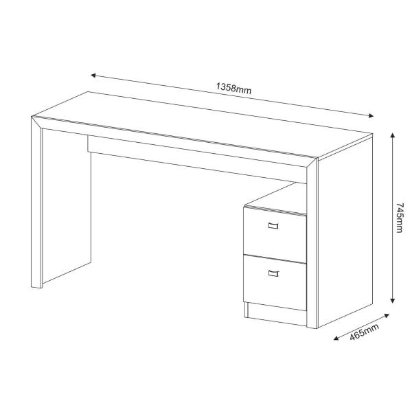 Imagem de Mesa para Notebook com 2 Gavetas 135x46,5cm Amêndoa