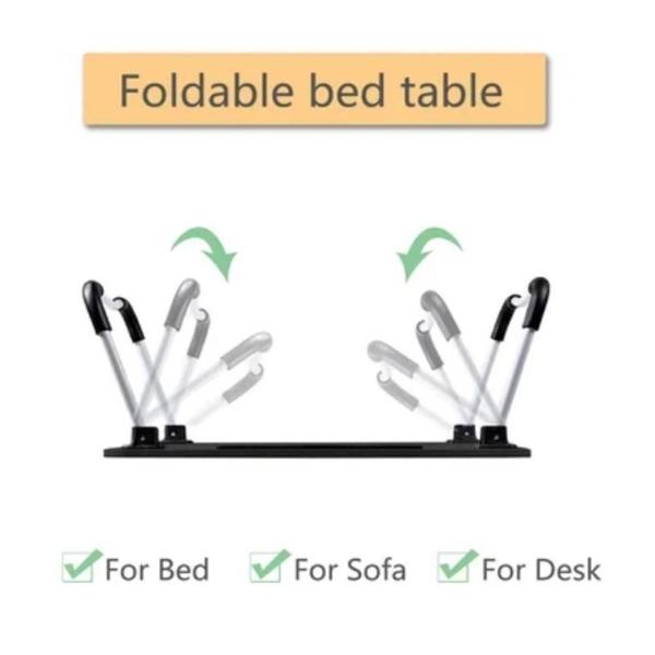 Imagem de Mesa para notebook home office com usb ventilador iluminação cama sofa dobravel portatil azul