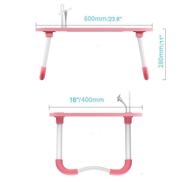 Imagem de Mesa Para Notebook Luz De Led Usb Pe Dobravel Para Cama Rosa