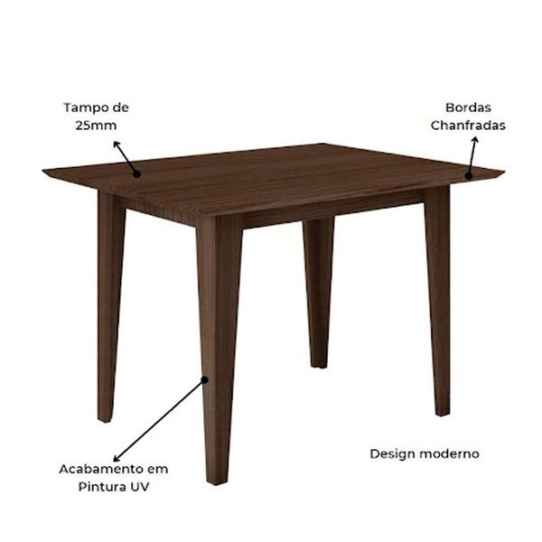 Imagem de Mesa para Sala de Jantar 120cm Retangular Tampo Chanfrado Kate Poliman