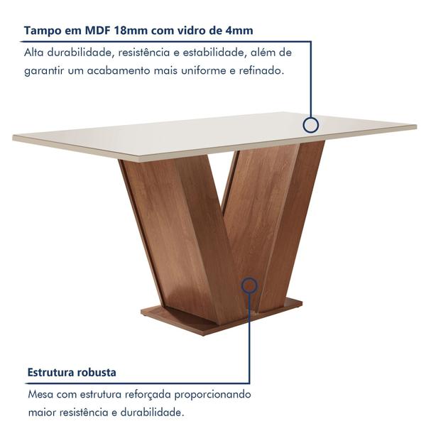 Imagem de Mesa para Sala de Jantar 120cm Tampo em Vidro/MDF Espanha Espresso Móveis