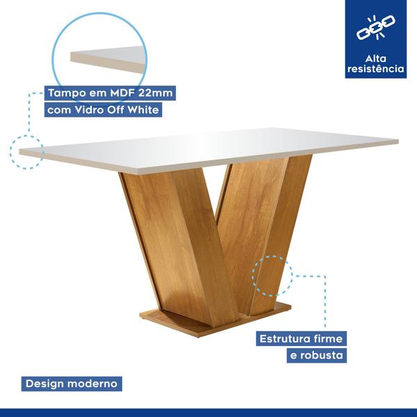 Imagem de Mesa para Sala de Jantar 160cm Tampo em Vidro/MDP Espanha Espresso Móveis