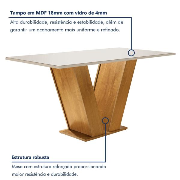 Imagem de Mesa para Sala de Jantar 160cm Tampo em Vidro/MDP Espanha Espresso Móveis