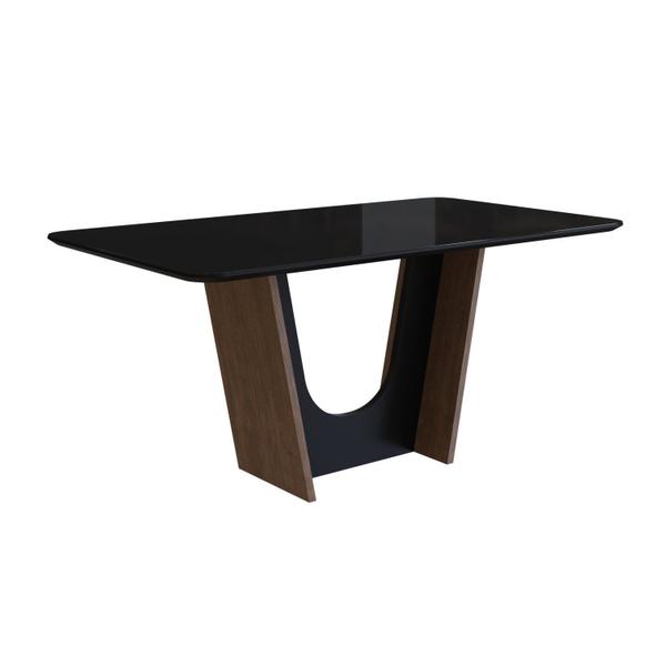 Imagem de Mesa para Sala de Jantar 160x90cm com Vidro Lapidado Tabaco/Preto