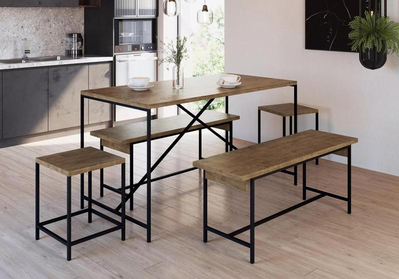 Imagem de Mesa para Sala de Jantar 4 Lugares 136cm Steel Quadra Artesano