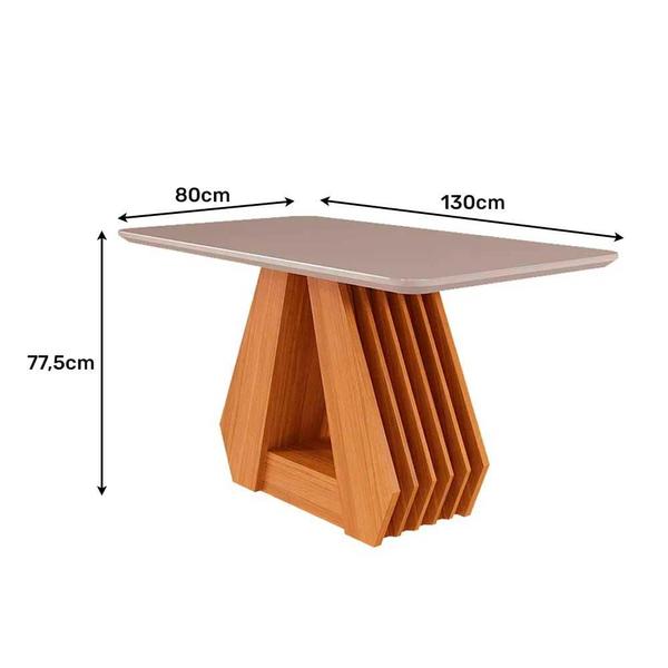 Imagem de Mesa para Sala de Jantar Agata 130 x 80 cm com Tampo MDF/Vidro Cimol Nature/Off White 3