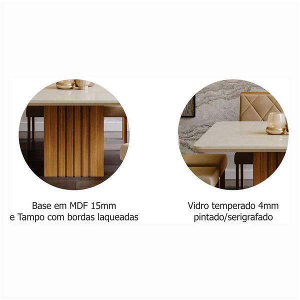 Imagem de Mesa para Sala De Jantar Ana 130 X 130 cm e 8 Cadeiras Fernanda Cimol Nature/Offwhite/Madeira/Nude